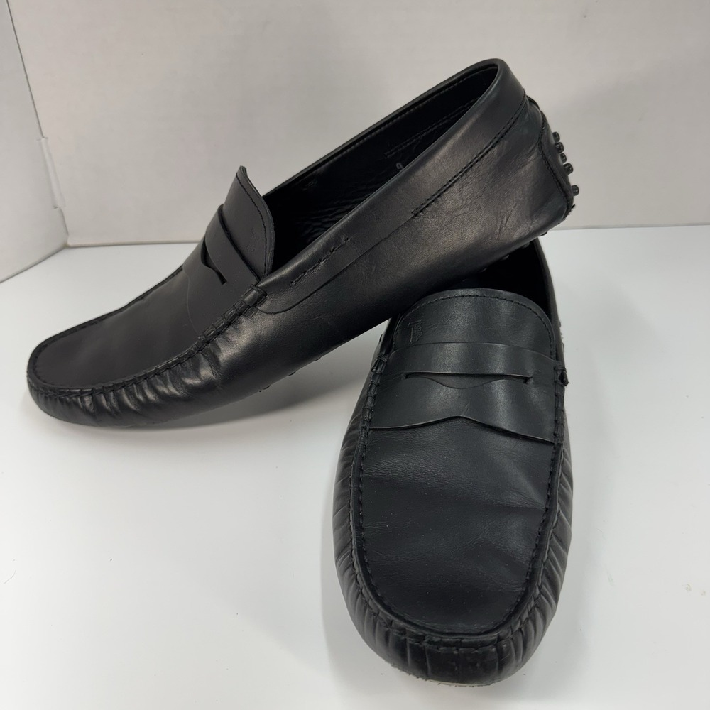 Tod's Gommino Driving Loafers Mens 9 Shoes Moccasins Black Leather Slip On